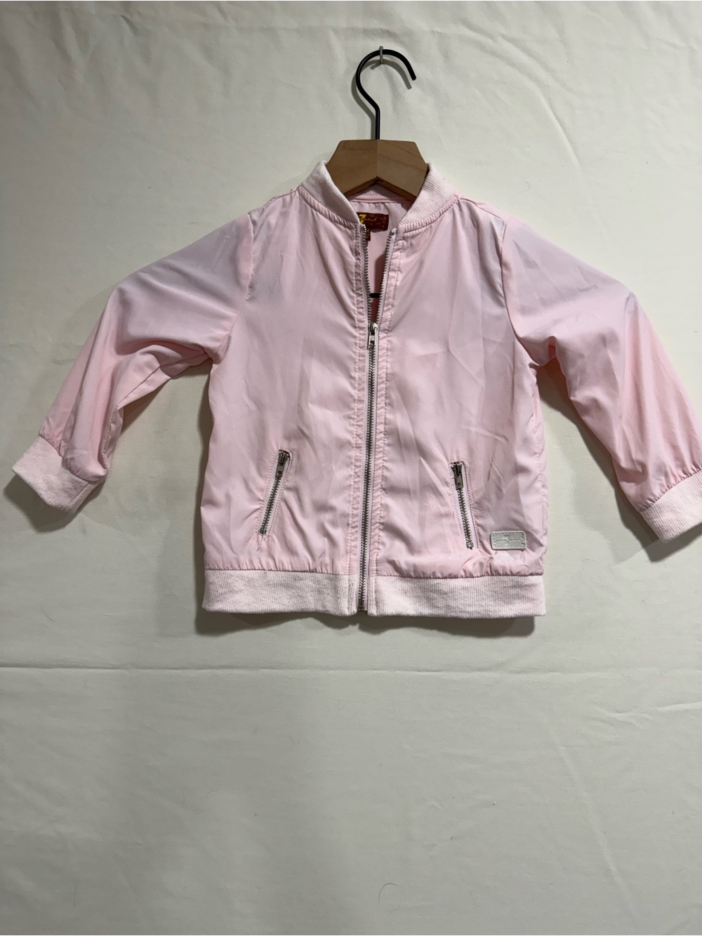 Girls 24M Pink Lightweight Bomber Jacket Zip Pockets